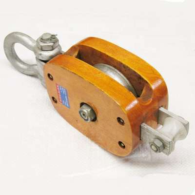 JIS Type Single Wheel Regular Wood Lifting Pulley with Shackle